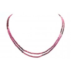 String Strand Necklace Red Ruby Oval Cut faceted Beads Treated Stones 2 line